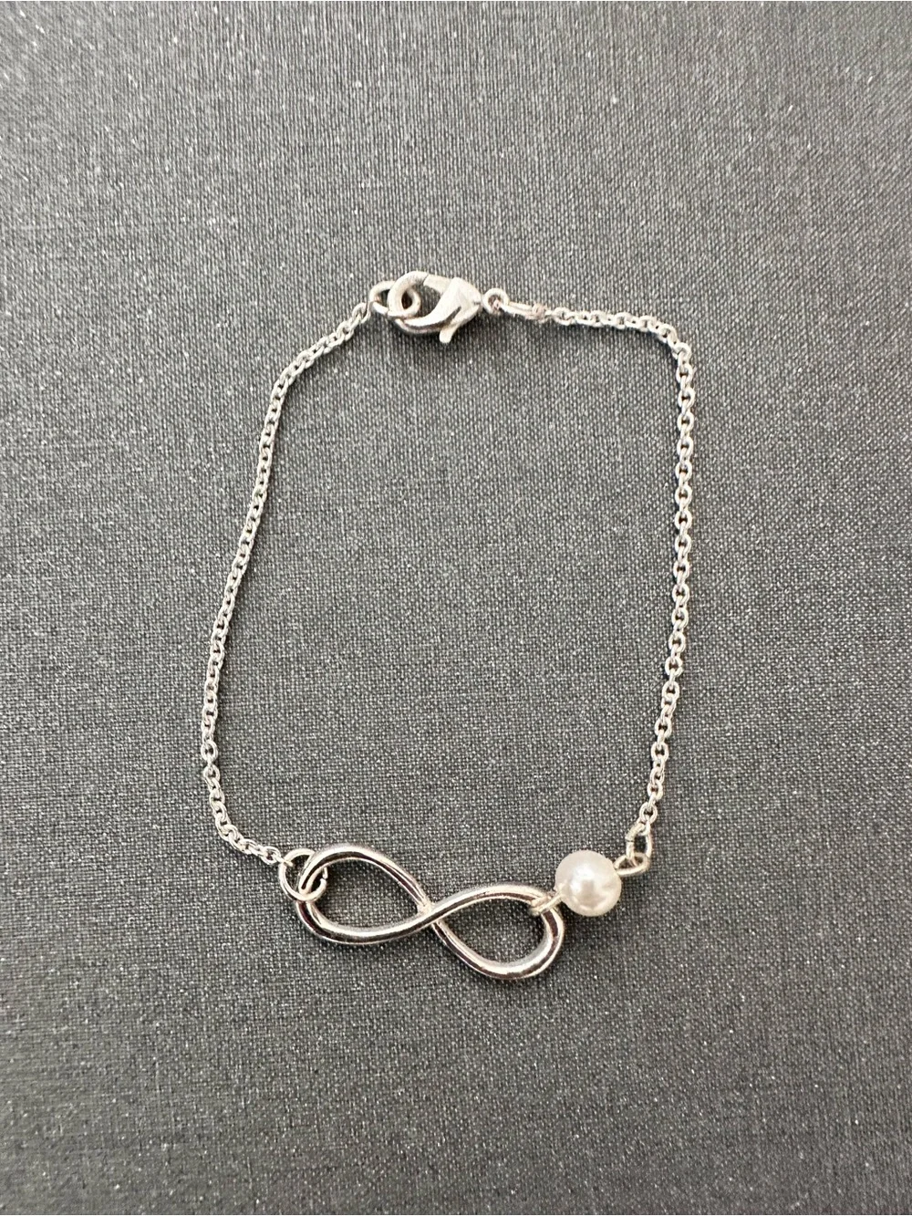 Silver Infinity Pearl Bracelet - Picture 1 of 1